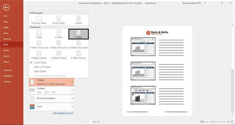 how to print a powerpoint with lines on the side