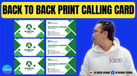 how to print back to back calling card in word