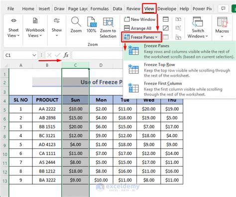 Freeze Panes in Excel With Examples