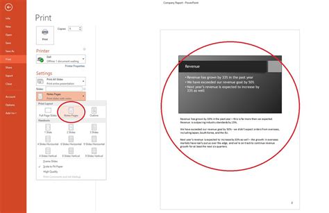 how to print notes from powerpoint slides