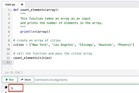 how to print number of elements in array in python