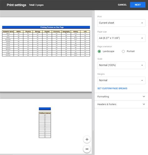 How to Print with Print Preview in Google Sheet SheetsInfo