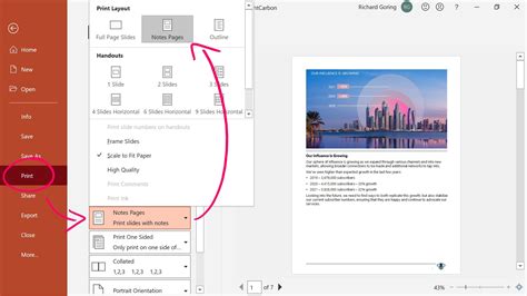 how to print slides from powerpoint with notes on the side