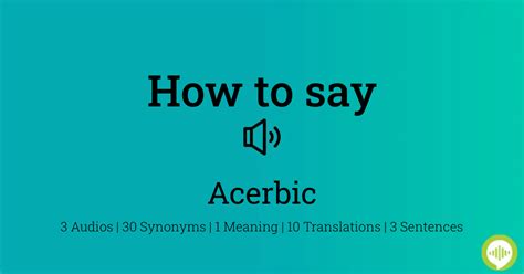 how to pronounce acerbic