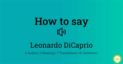 how to pronounce leonardo dicaprio
