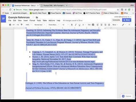 how to properly format references in google docs