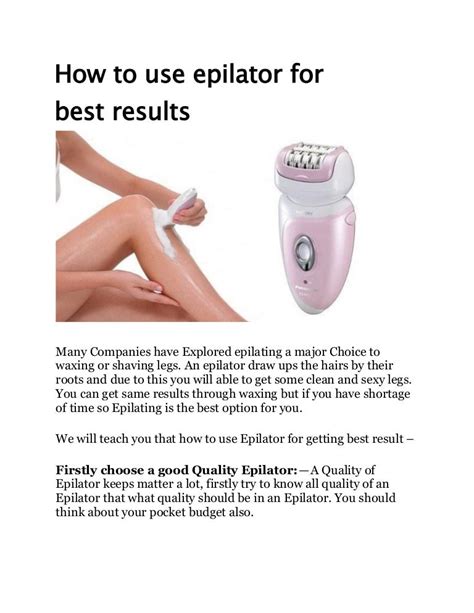How To Properly Use An Epilator
