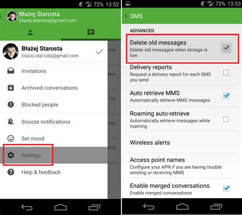 how to pull up old text messages on android