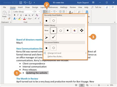 How To Put A Bullet In A Word Document