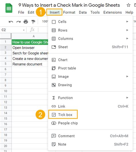 How To Put A Checkmark On Google Sheets