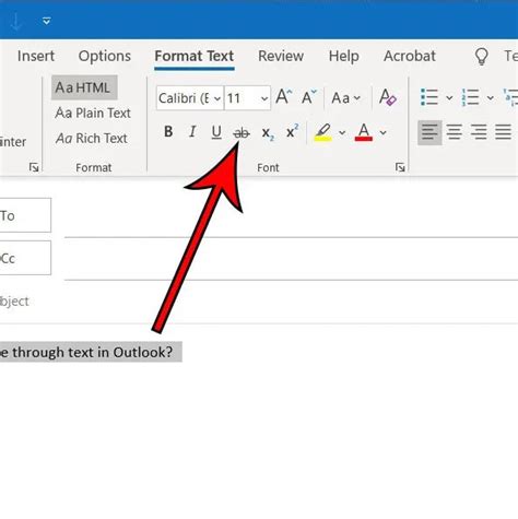 how to put a cross through text in outlook