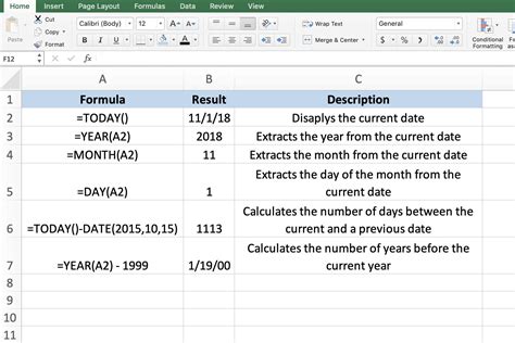 how to put a date in excel formula