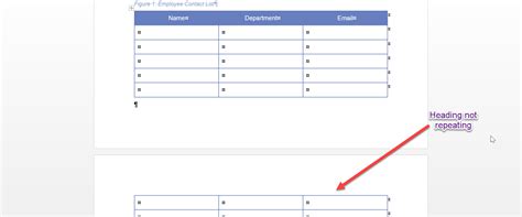 how to put a heading above a table in word