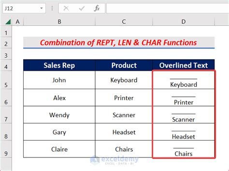 how to put a line above text in excel