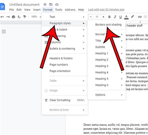 how to put a line on text in google docs
