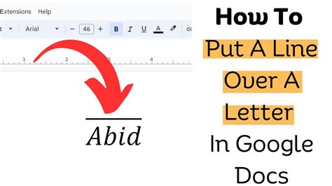 how to put a line on top of a letter in google slides