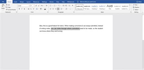 how to put a line through text in word doc