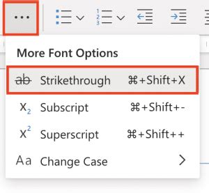 how to put a line through text in word shortcut key