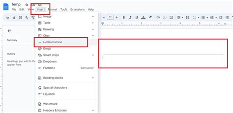 how to put a line under text in google docs