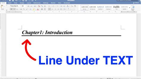 how to put a long line under text in word