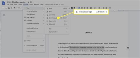 how to put a strikethrough a word in google docs