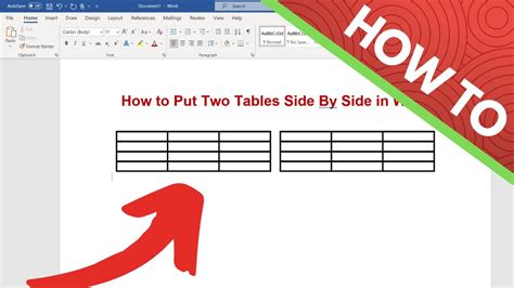 How To Put A Table Next To A Table In Word