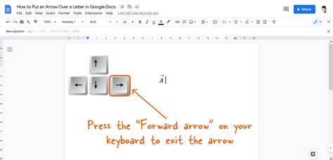 how to put an arrow on top of a letter in google docs