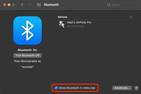 how to put bluetooth in menu bar mac