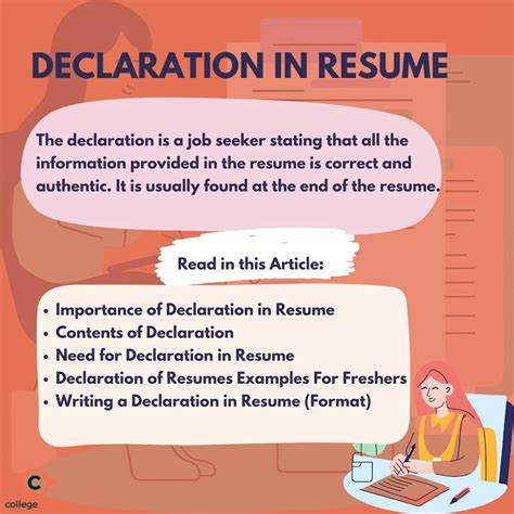 how to put declaration in resume