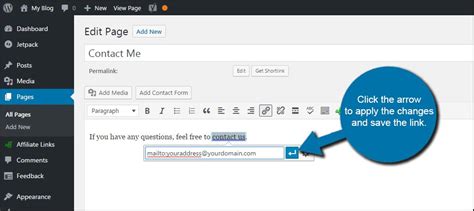 how to put email link in wordpress