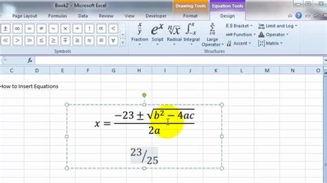 how to put equation on excel