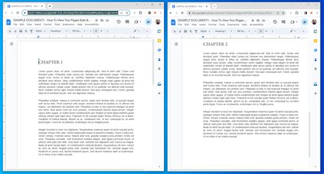 how to put google docs pages side by side