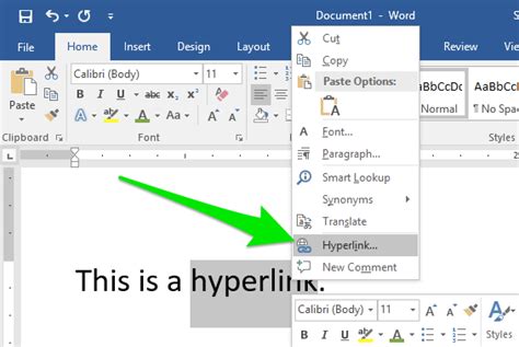 how to put hyperlink in ms word