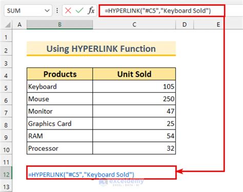 how to put hyperlink in same excel sheet