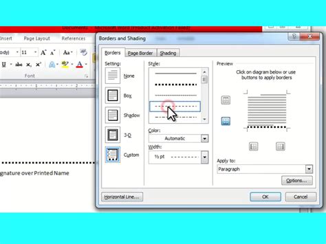 how to put line in word