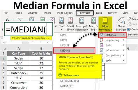 how to put median in excel