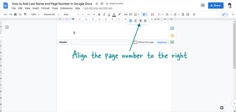 how to put my last name and page number on google docs