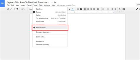 how to put notes in google docs