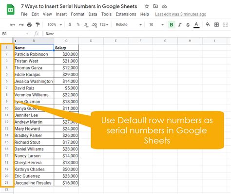 how to put numbers in google sheets 1 2 3