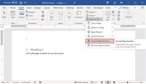 how to put page numbers in mla format on word