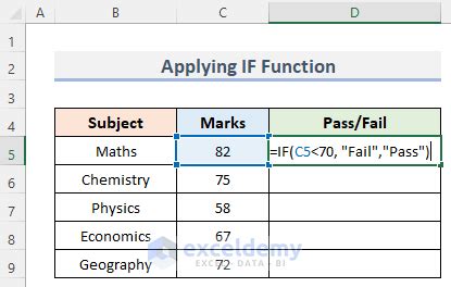 how to put pass fail formula in excel