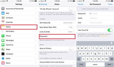 how to put passcode on notes app