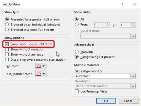 how to put powerpoint slides on repeat