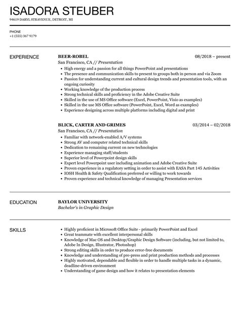 how to put presentation skills on resume