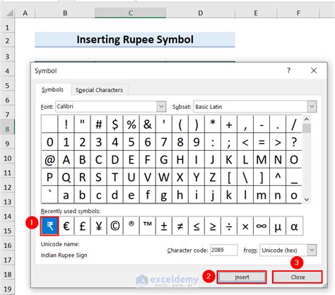 how to put rupee symbol in excel from keyboard