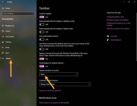 how to put taskbar from side to bottom of screen