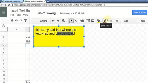 how to put text box in google sheets