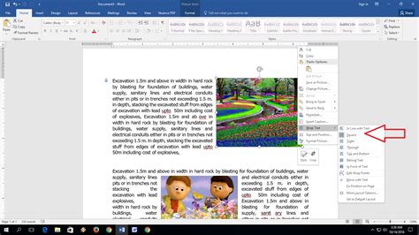 how to put text next to a picture in word 2016