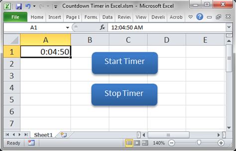How To Put Timer In Excel