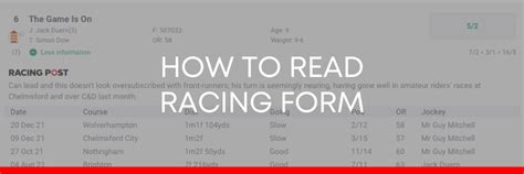 how to read a racing form guide
